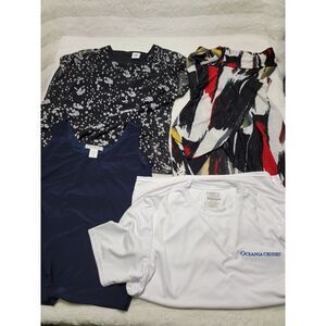 Women's Lot Sz S CAbi Pullover Blouse Double layer, Creation Turtleneck Tank Top